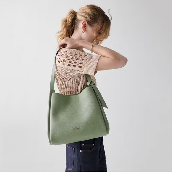 ♠️Kate Spade New York Knott Pebbled Leather Large Shoulder Bag, Balsam Green NWT - Picture 5 of 5